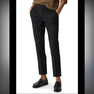 Theory black elastic waist straight cigarette pants formal office $279 winter